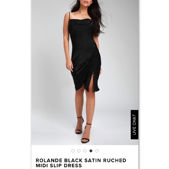 Lulus Dresses & Skirts - Lulus Rolande black slip rouched dress M